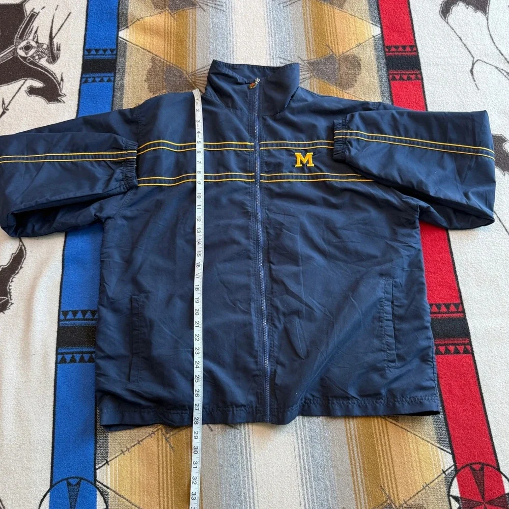 Joe College Sports Michigan Wolverines Windbreaker Jacket Navy Blue Mens XL